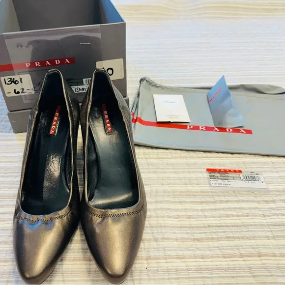 PRADA Calzature Donna Nappa Mordore In Grafite, Size 40 (box and dust bag)