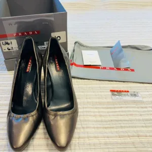 PRADA Calzature Donna Nappa Mordore In Grafite, Size 40 (box and dust bag)