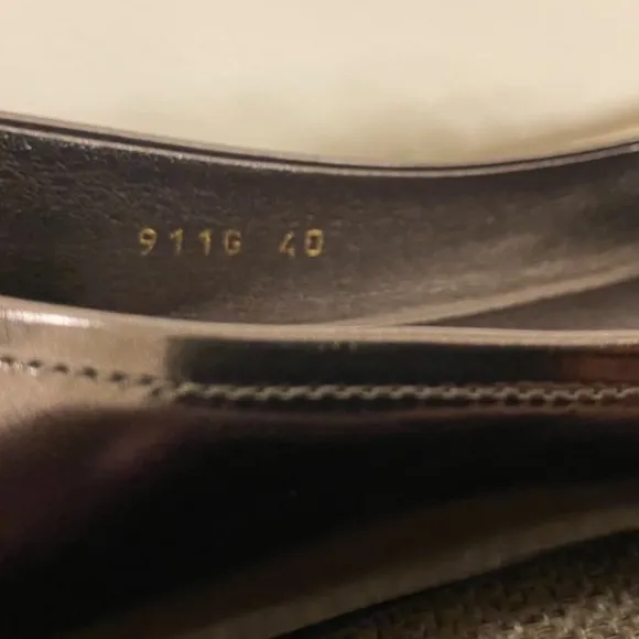 Prada Flats In Grey Silverish Patent Leather