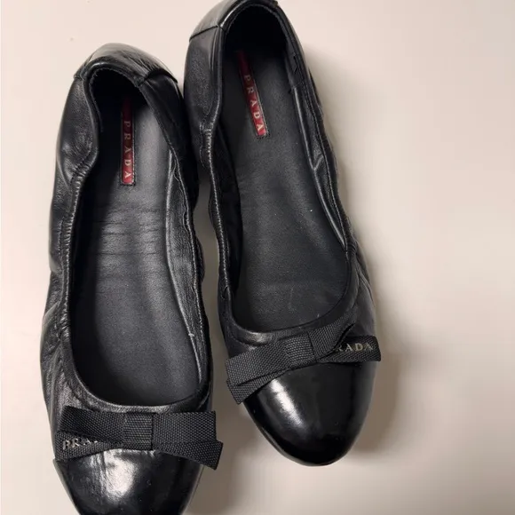 Prada Linea Rossa Ballet Leather Flats