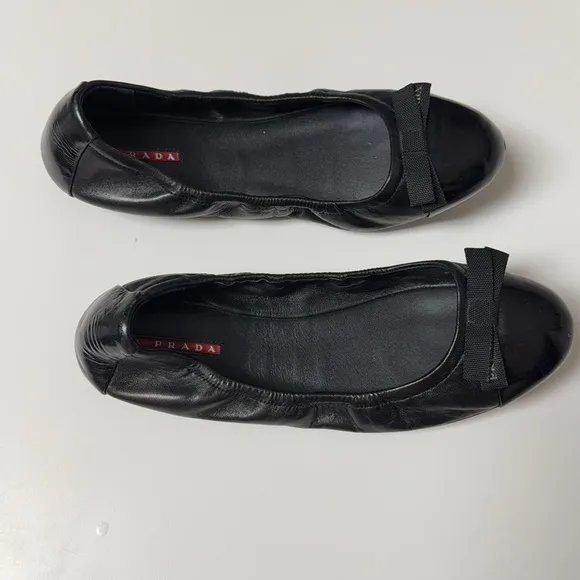 Prada Linea Rossa Ballet Leather Flats