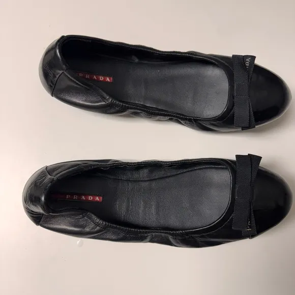 Prada Linea Rossa Ballet Leather Flats