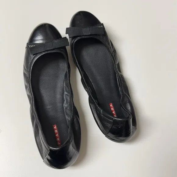 Prada Linea Rossa Ballet Leather Flats