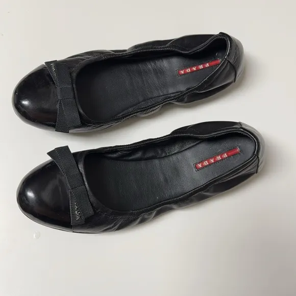 Prada Linea Rossa Ballet Leather Flats