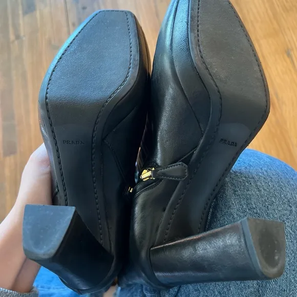 Prada sport black leather boots