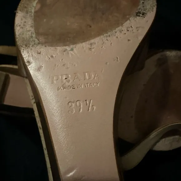 Prada Tan Wedge Sandals with Ankle Strap