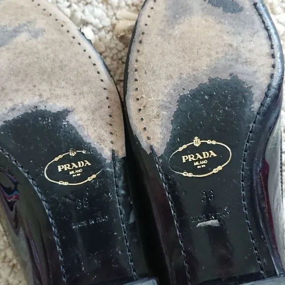 Prada Vernice Soft Patent Flats in Black/Nude size 36.5