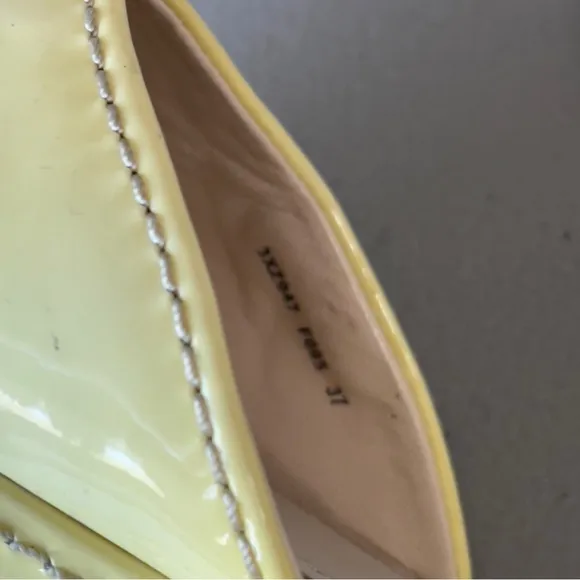 Prada Yellow Patent Leather Heel Wedges EU 37