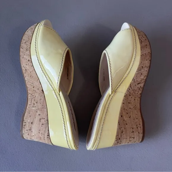 Prada Yellow Patent Leather Heel Wedges EU 37