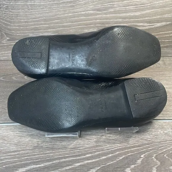 Prada Black Patent Leather Women’s Sz EU 35.5 Slip On Ballet Flats
