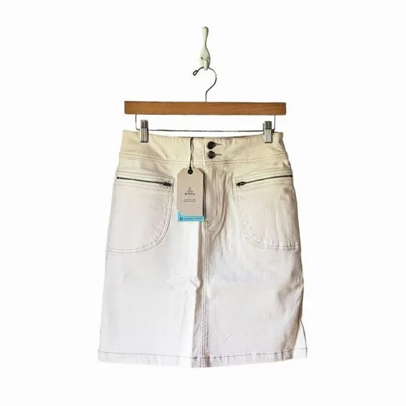 PRANA NWT Broadway Denim Stretch Skirt sz 4 in Natural