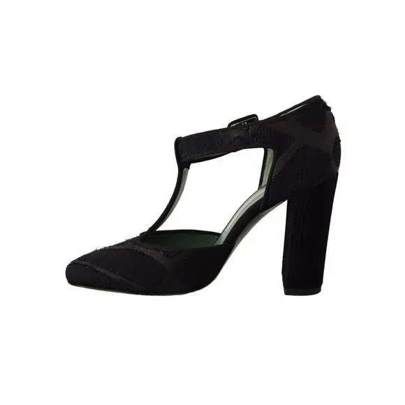 Pre Loved Paola D'Arcano TStrap Textured Heels Women Black Sandals