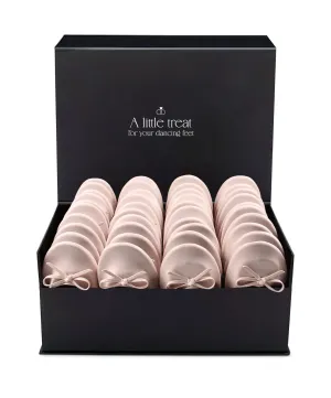PRE-ORDER Foldable Flats Party Box | 20 Pairs of Ballet Pink Flats in a Black Display Box