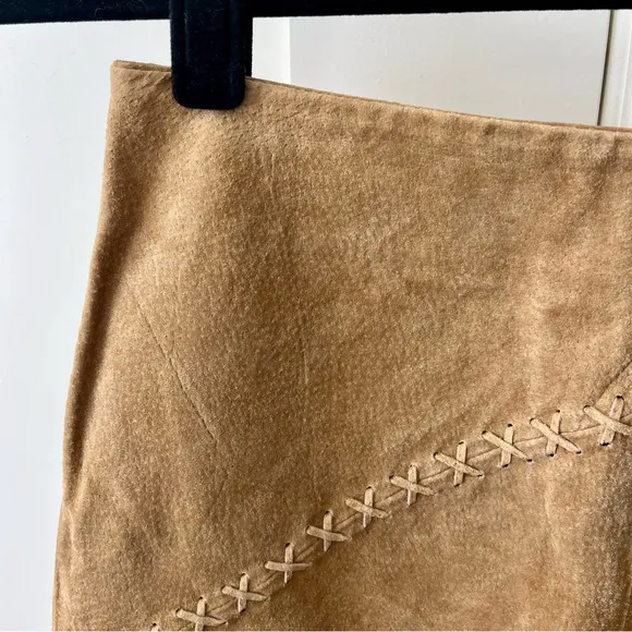 Pretty Good Y2K Leather Suede Skirt Tan Sz S