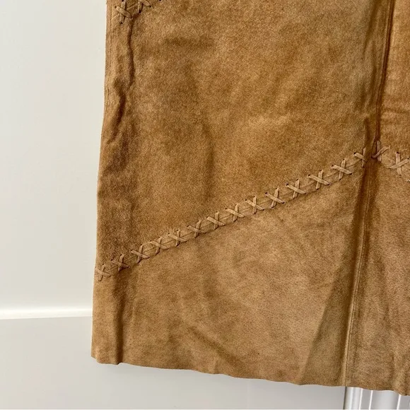 Pretty Good Y2K Leather Suede Skirt Tan Sz S