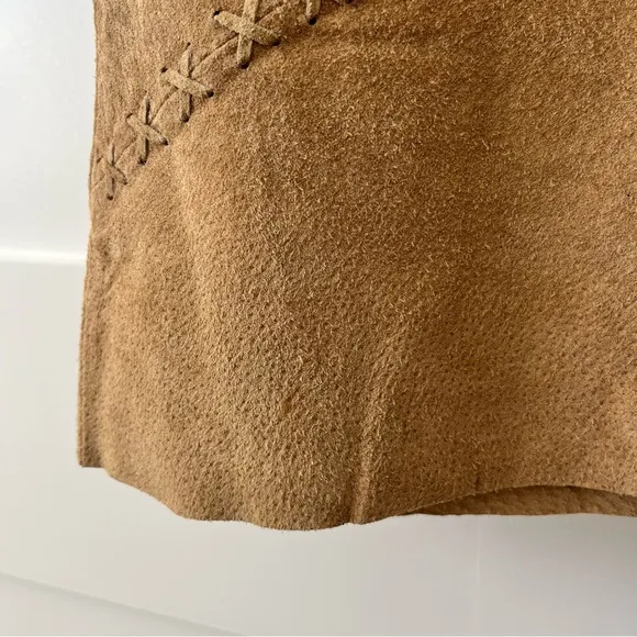 Pretty Good Y2K Leather Suede Skirt Tan Sz S