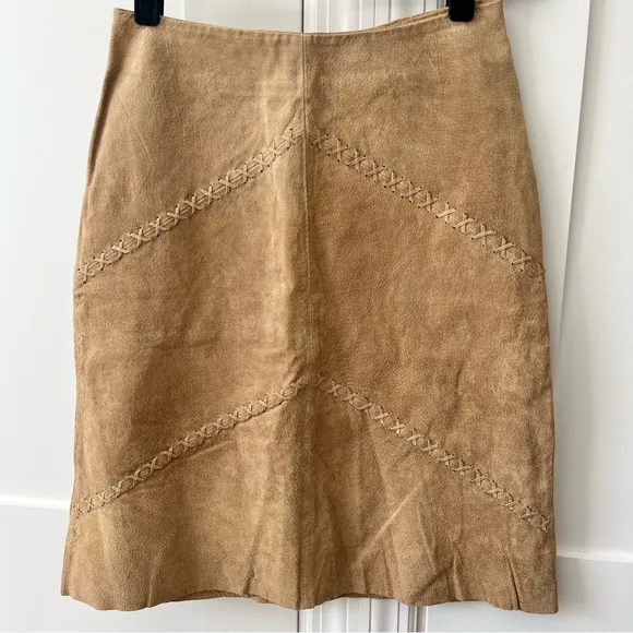 Pretty Good Y2K Leather Suede Skirt Tan Sz S