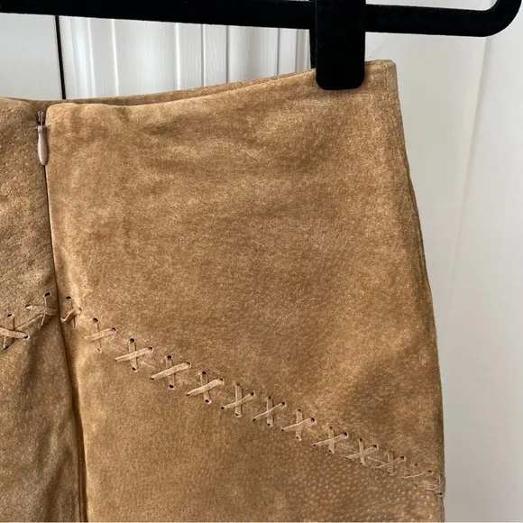 Pretty Good Y2K Leather Suede Skirt Tan Sz S
