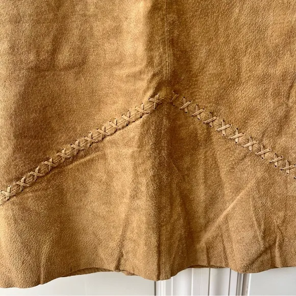 Pretty Good Y2K Leather Suede Skirt Tan Sz S