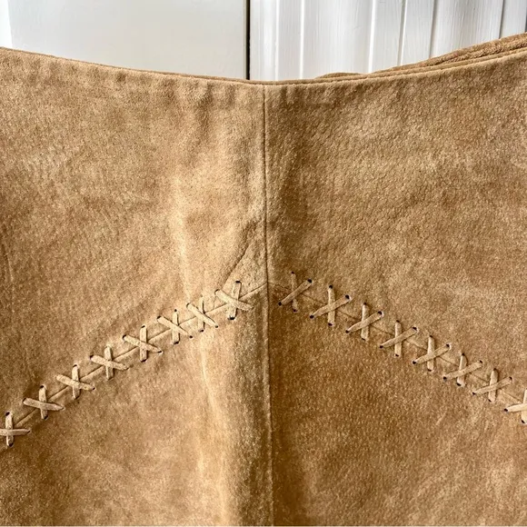 Pretty Good Y2K Leather Suede Skirt Tan Sz S