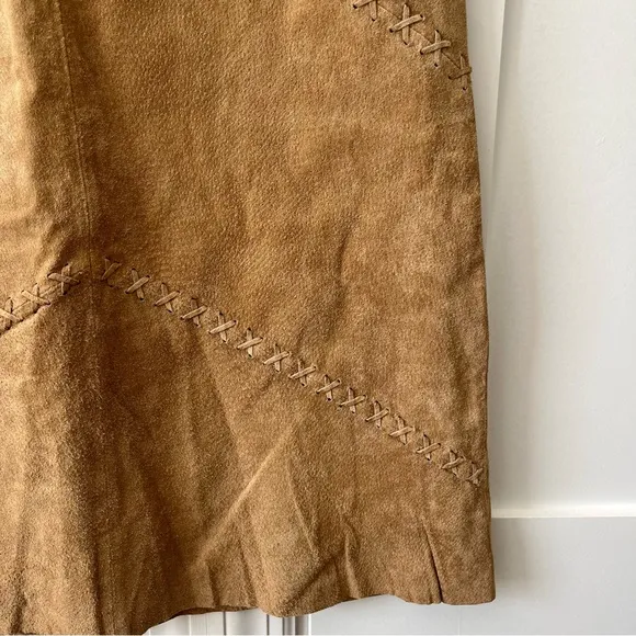 Pretty Good Y2K Leather Suede Skirt Tan Sz S