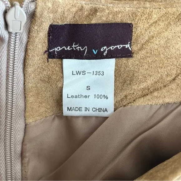 Pretty Good Y2K Leather Suede Skirt Tan Sz S