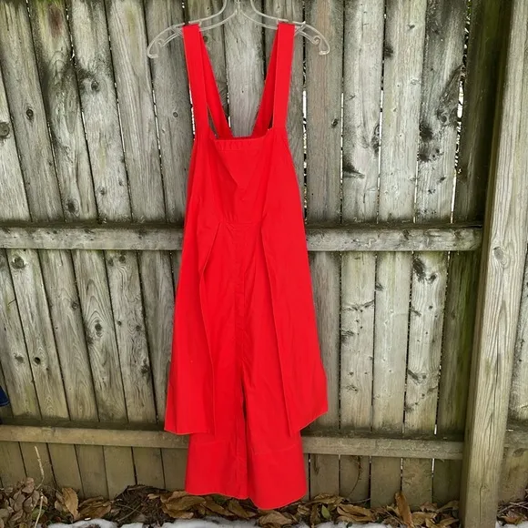 Proenza Schouler Poplin Apron Dress White Label Bright Orange red cotton 4