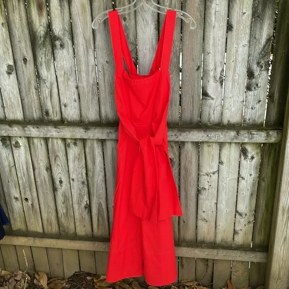 Proenza Schouler Poplin Apron Dress White Label Bright Orange red cotton 4
