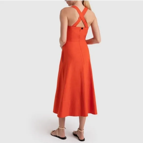 Proenza Schouler Poplin Apron Dress White Label Bright Orange red cotton 4