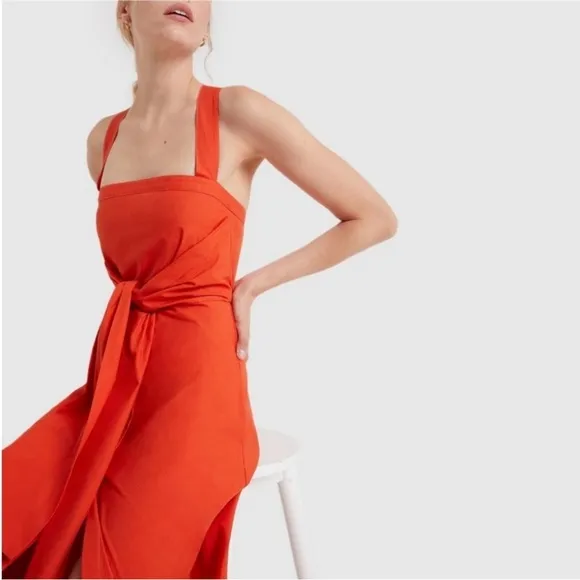 Proenza Schouler Poplin Apron Dress White Label Bright Orange red cotton 4