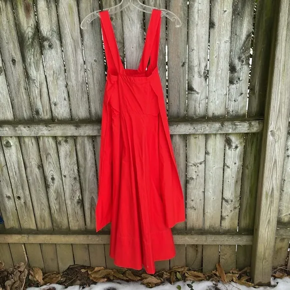 Proenza Schouler Poplin Apron Dress White Label Bright Orange red cotton 4