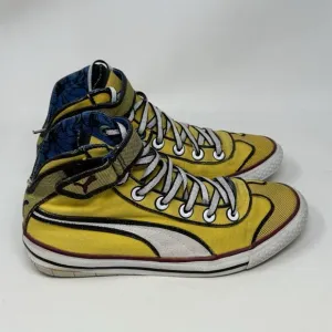 Puma 917 Mid Sneakers Mens 5.5 Yellow Canvas Pop Art Cartoon Trainers Shoes
