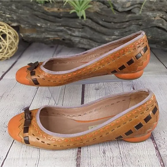 PURA LÓPEZ Woven Leather Ballet Flats with Bow Detail
