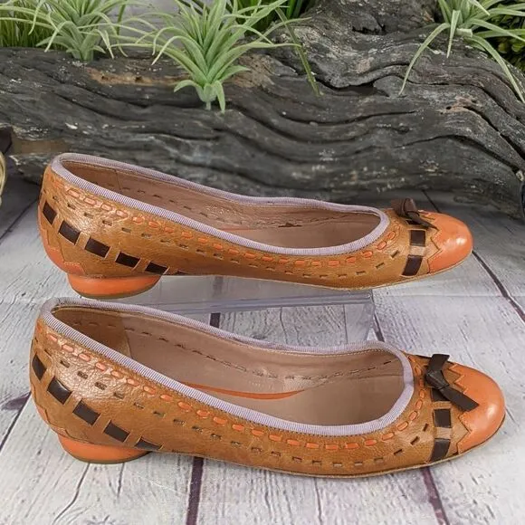 PURA LÓPEZ Woven Leather Ballet Flats with Bow Detail