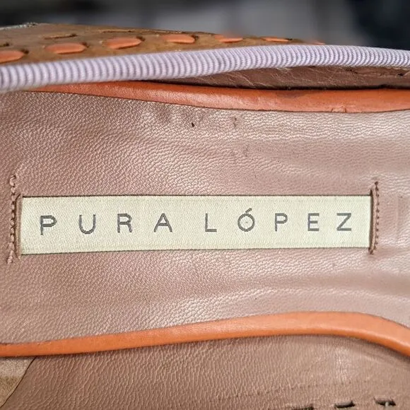 PURA LÓPEZ Woven Leather Ballet Flats with Bow Detail