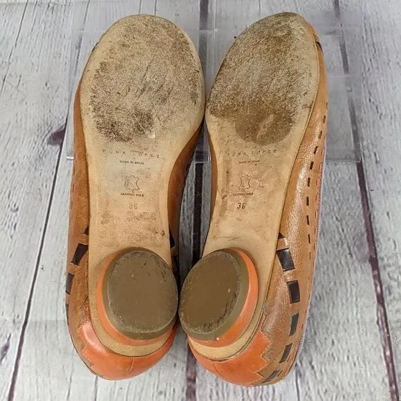 PURA LÓPEZ Woven Leather Ballet Flats with Bow Detail