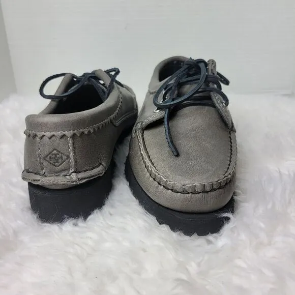 Quoddy Maliseet Bluchers Mens Size 7 D Oxford Gray Leather Boat Shoes New
