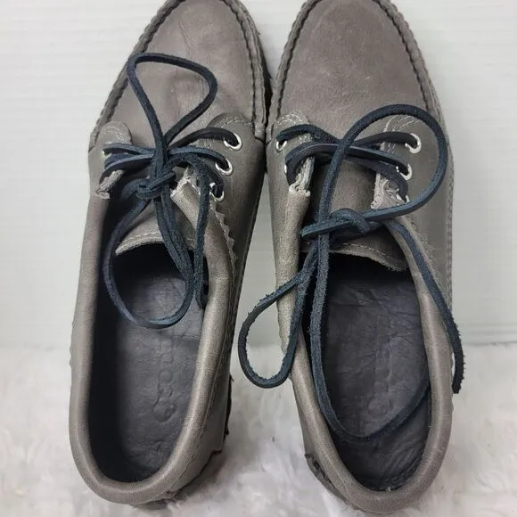 Quoddy Maliseet Bluchers Mens Size 7 D Oxford Gray Leather Boat Shoes New