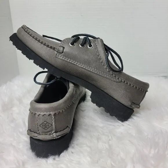 Quoddy Maliseet Bluchers Mens Size 7 D Oxford Gray Leather Boat Shoes New