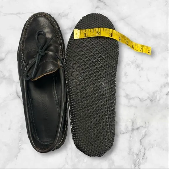 Quoddy Mens 9.5 Moccasin Boat Shoes USA Handmade Leather Black