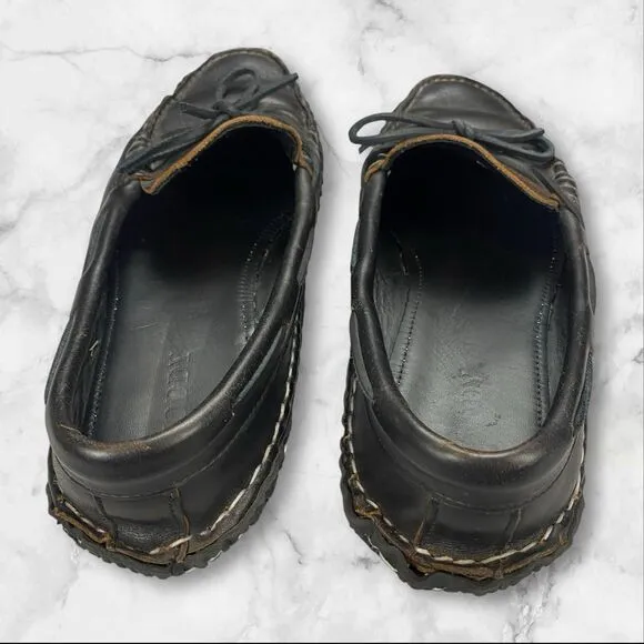 Quoddy Mens 9.5 Moccasin Boat Shoes USA Handmade Leather Black