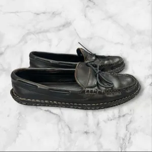 Quoddy Mens 9.5 Moccasin Boat Shoes USA Handmade Leather Black