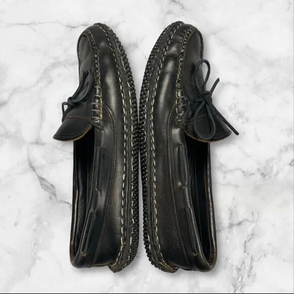 Quoddy Mens 9.5 Moccasin Boat Shoes USA Handmade Leather Black