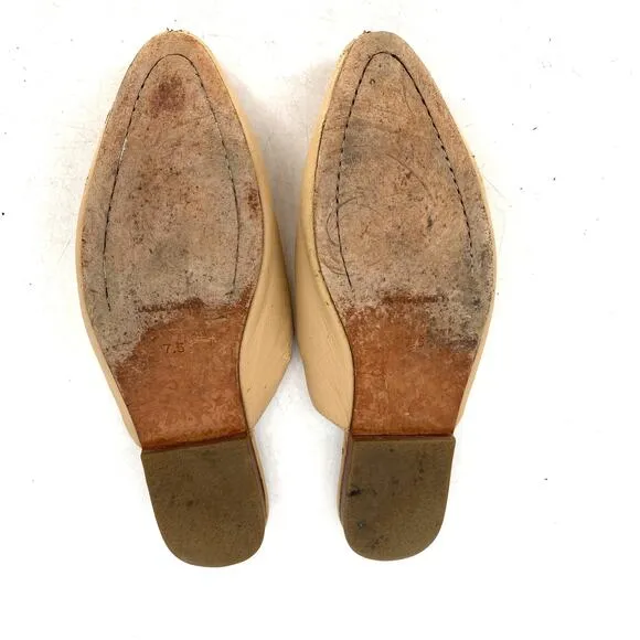 Rachel Comey Tan Beige Leather Slip on Mules Flats Women's Size 7.5