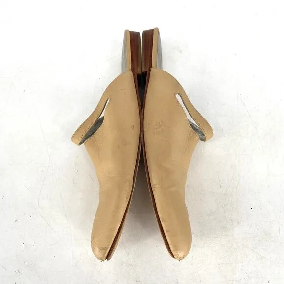 Rachel Comey Tan Beige Leather Slip on Mules Flats Women's Size 7.5