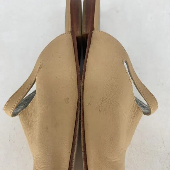 Rachel Comey Tan Beige Leather Slip on Mules Flats Women's Size 7.5
