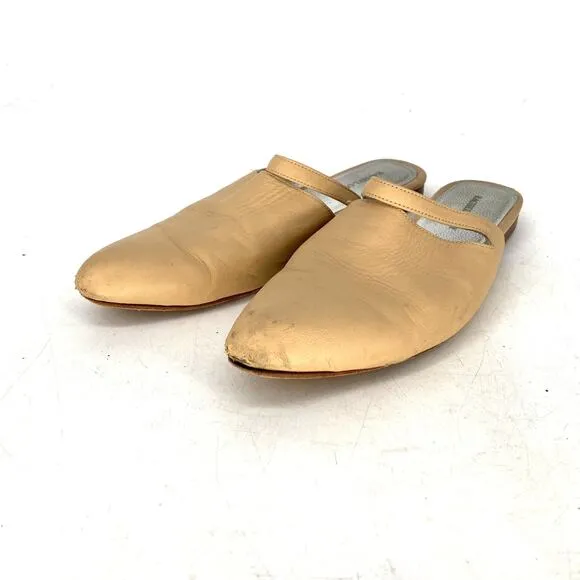 Rachel Comey Tan Beige Leather Slip on Mules Flats Women's Size 7.5
