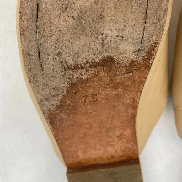 Rachel Comey Tan Beige Leather Slip on Mules Flats Women's Size 7.5