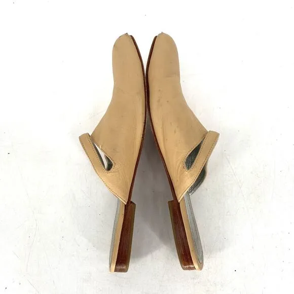 Rachel Comey Tan Beige Leather Slip on Mules Flats Women's Size 7.5