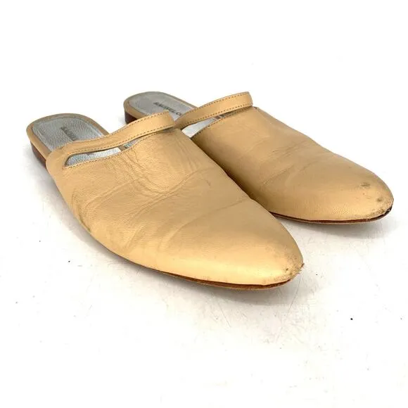 Rachel Comey Tan Beige Leather Slip on Mules Flats Women's Size 7.5